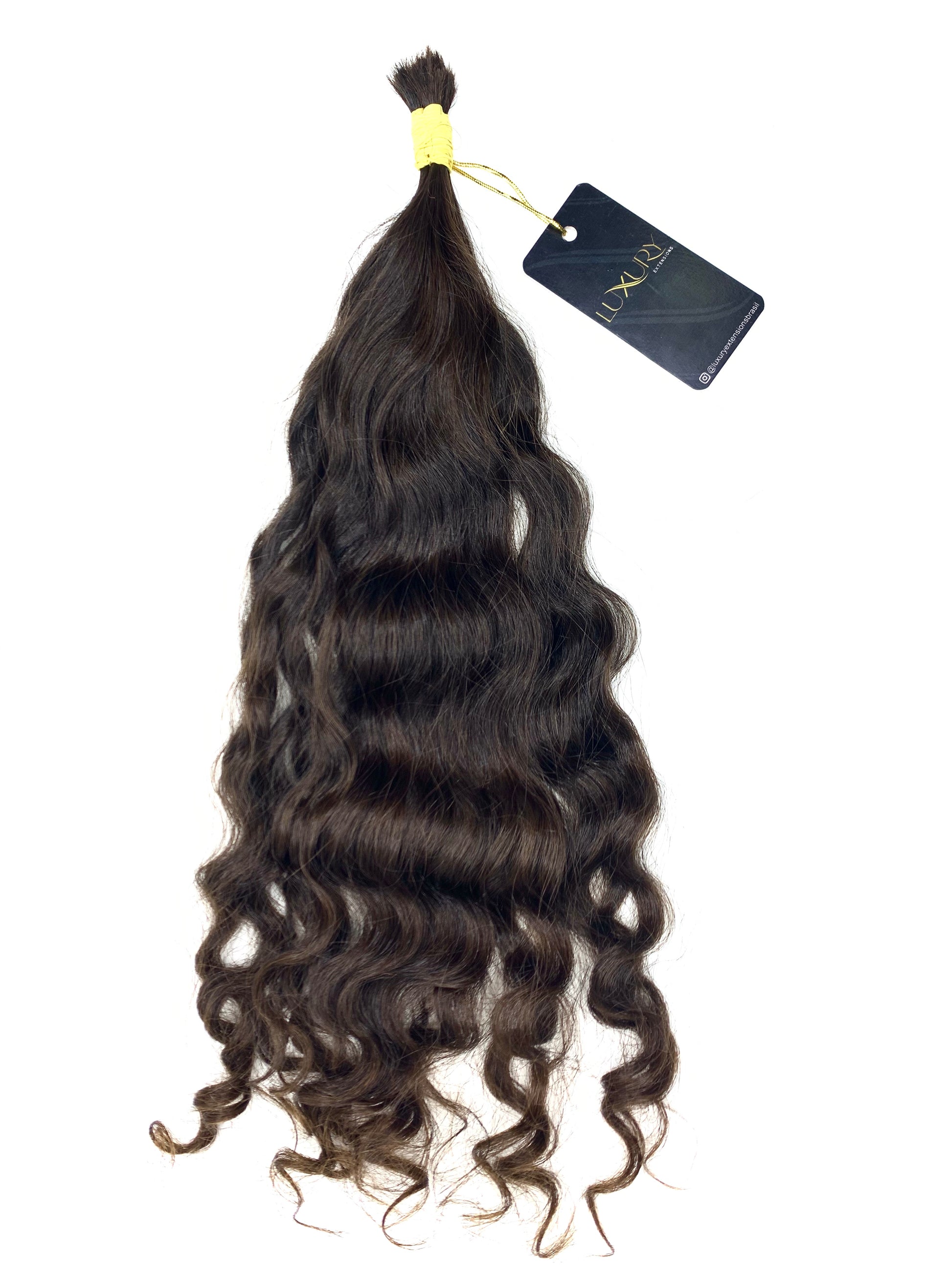 CABELO HUMANO BRASILEIRO DO SUL CASTANHO CLARO CACHEADO 45 CM 70 GRAMAS - Luxury Extensions Brasil