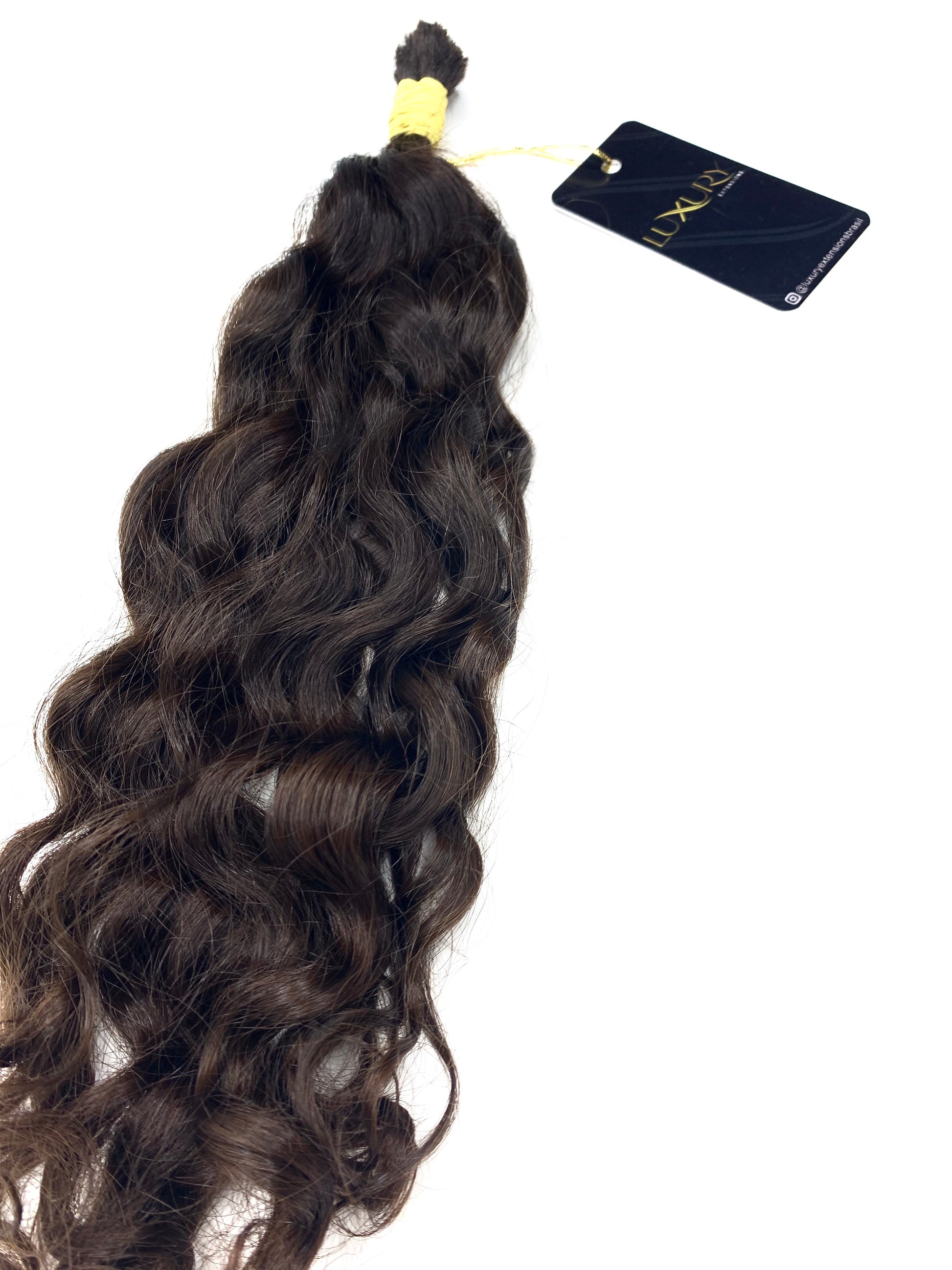 CABELO HUMANO BRASILEIRO DO SUL CASTANHO ESCURO CACHEADO 50 CM 100 GRAMAS - Luxury Extensions Brasil